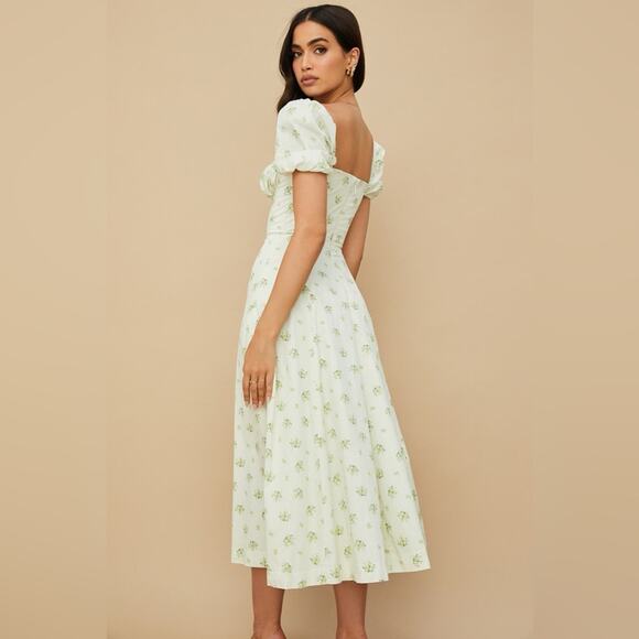 House of CB Tallulah Ivory Floral Puff Sleeve Midi Dress XL - Picture 6 of 11